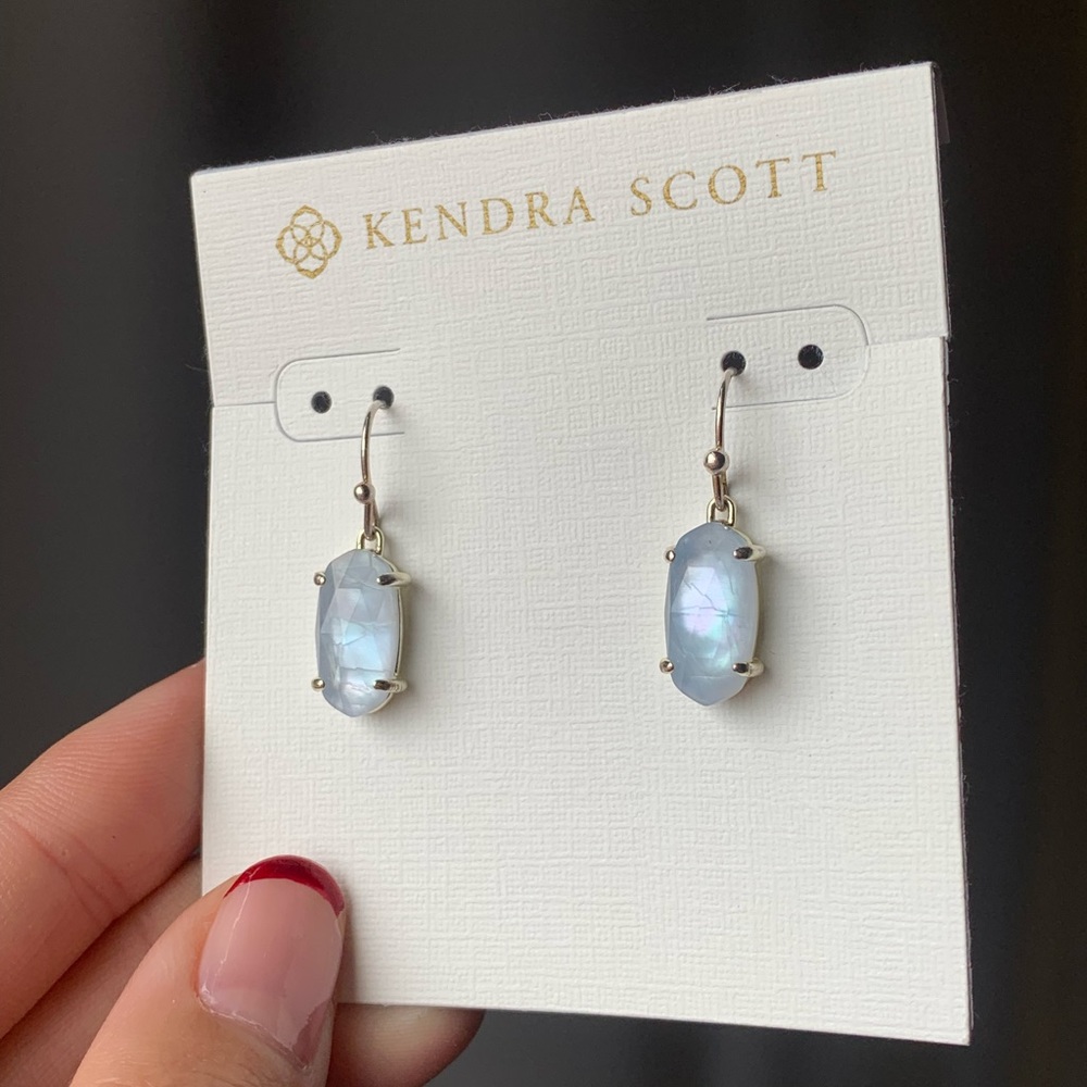 Kendra Scott Lenmi earrings blue Iridescent stone in silver